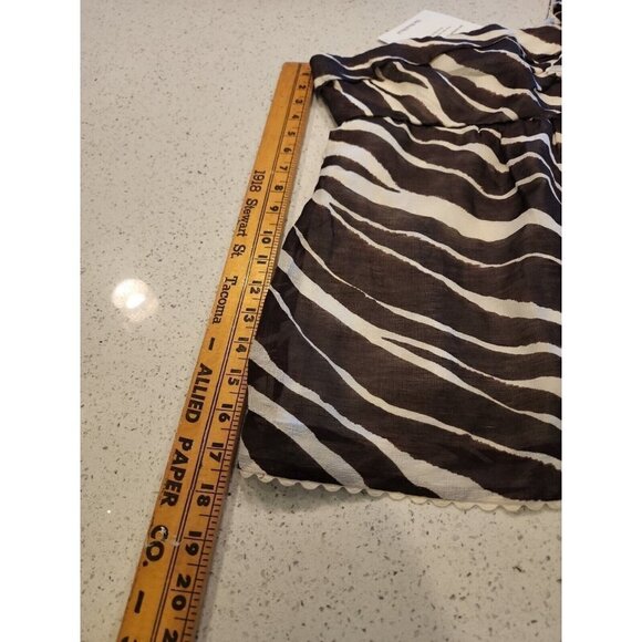 kate spade Brown Zebra One Shoulder Shirt Top Size 8 - Picture 3 of 10